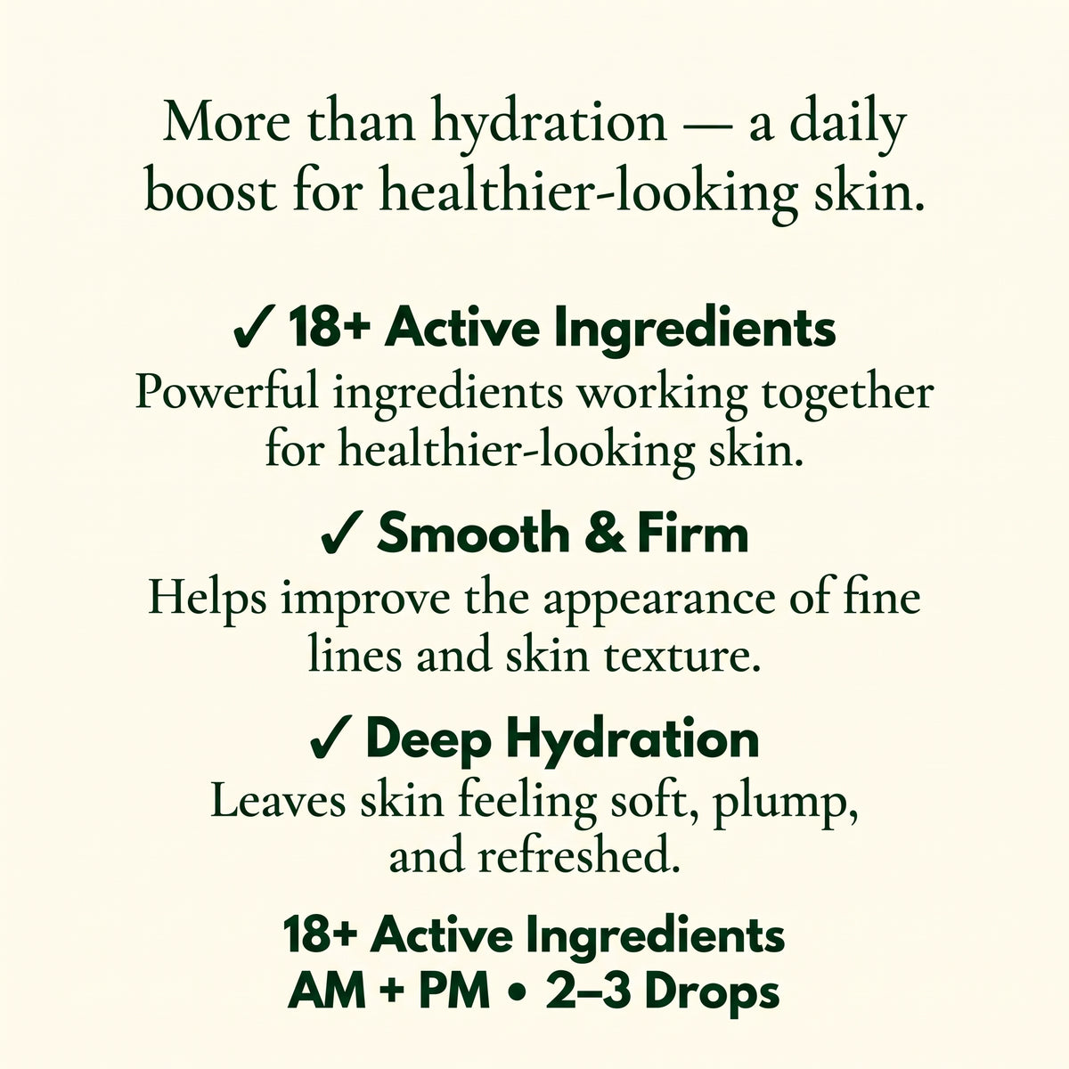 SERUM SKIN BOOSTER 18+ Active Ingredients  30ML