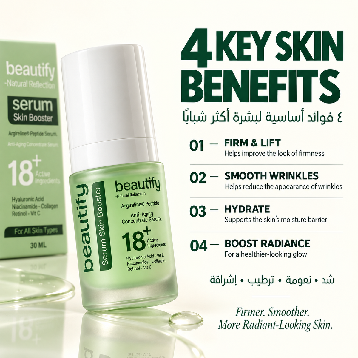 SERUM SKIN BOOSTER 18+ Active Ingredients  30ML