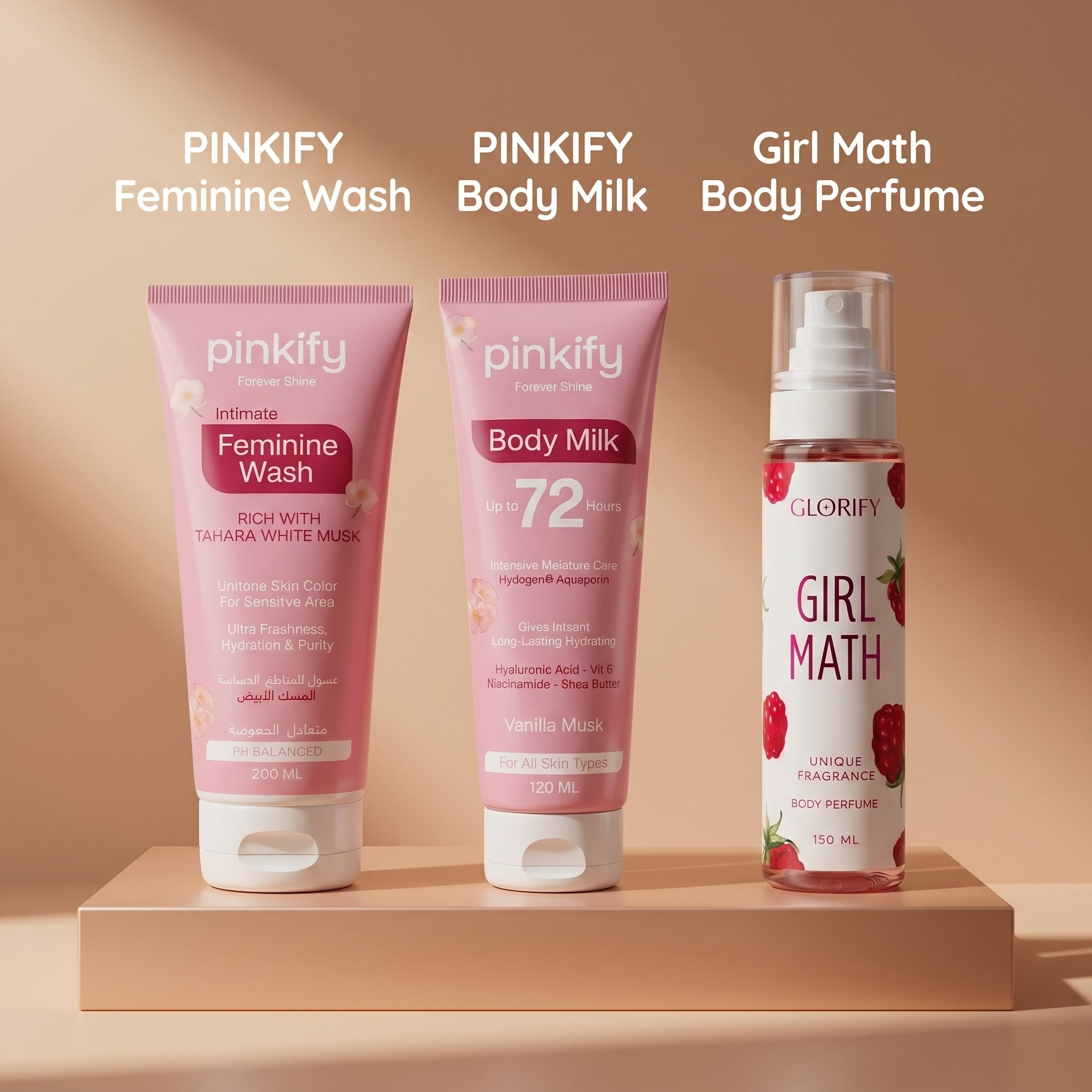 PINKIFY Body GLASSY Routine (3-Products - Buy 1 Get 2 Free )