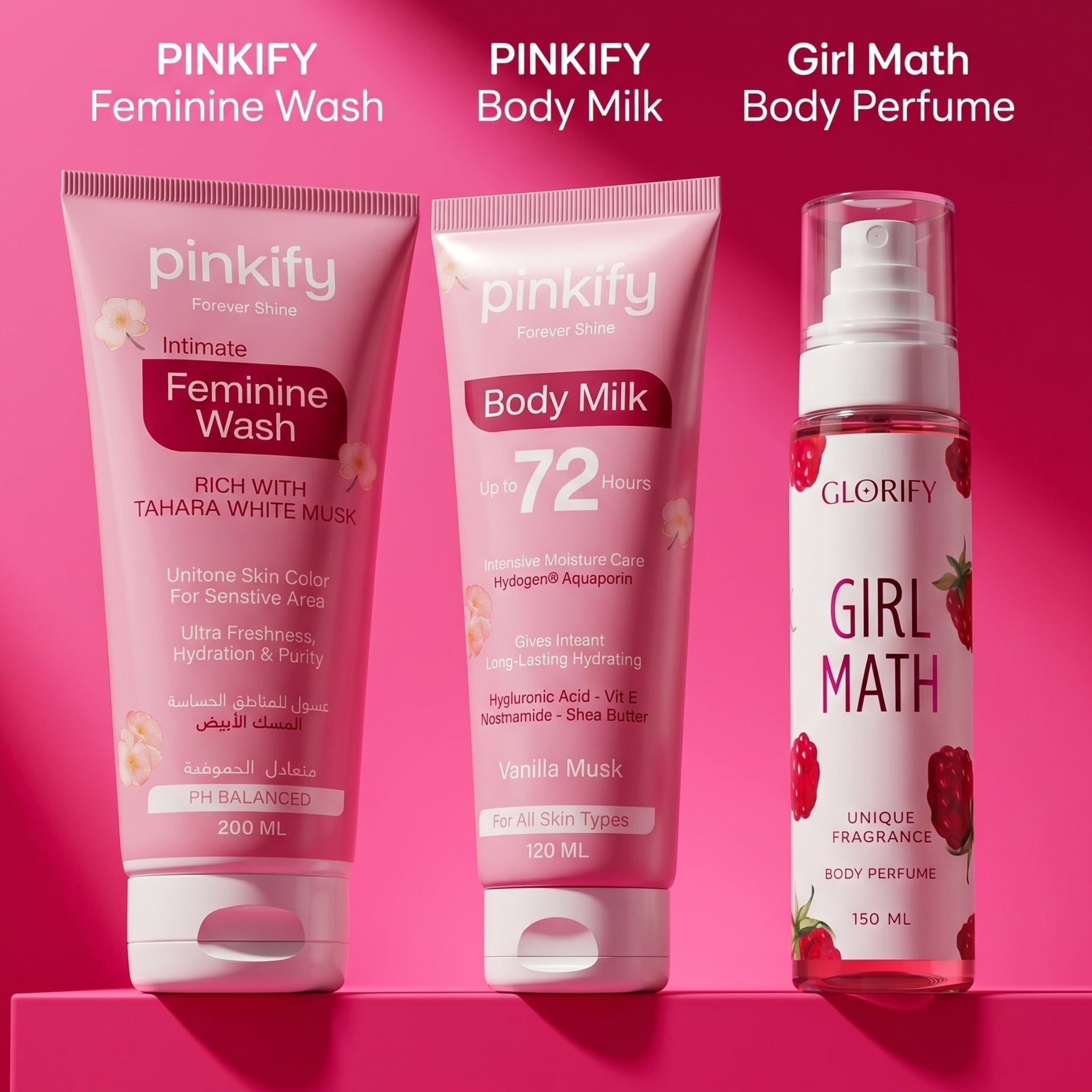 PINKIFY Body Glow Routine  (3-Products - Buy 1 Get 2 Free ) 